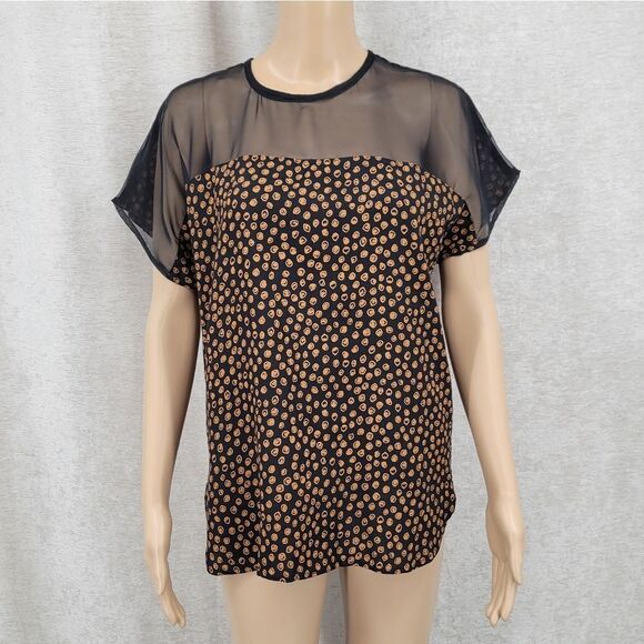 Carlo Moda Vintage Matching Set Black Gold Dot Trousers Blouse Illusion Neckline - Picture 9 of 15